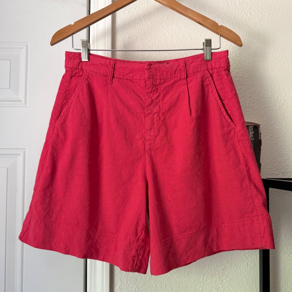 FRANK & EILEEN coral pink red Bermuda high rise shorts